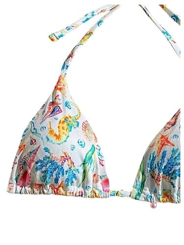 SOLY HUX Women's Floral Print Triangle Bikini Tops Hawaiian Halter Tie Back Bathing Suit Tops Summer Swimsuit Top Only thumbnail 3