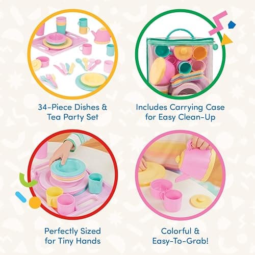 Battat – Play Circle – Dish Set – Plates, Cups, and Tea Party Toys – Kitchen Toys for Toddlers – Pretend Play – 3+ Years(34 Pieces) thumbnail 4