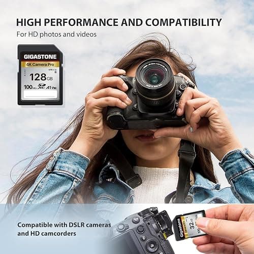 【5-Years Data Recovery】 GIGASTONE 128GB SDXC Memory Card 4K Pro Series Camera Transfer Speed Up to 100MB/s Compatible with Canon Nikon Sony Camcorder, A1 V30 UHS-I Class 10 for 4K UHD Video thumbnail 4