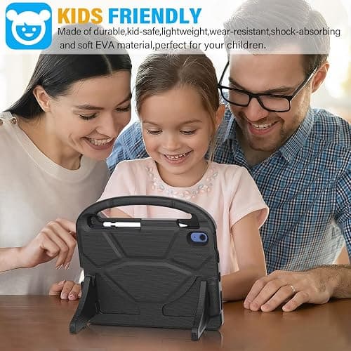 SUPLIK Kids Case for iPad A16 11-Inch 2025 (11th Gen) & iPad 10th Generation (10.9" 2022), Durable Shockproof Stand Cover with Screen Protector/Pencil Holder/Handle for Kids, Black thumbnail 3
