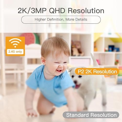 360° View 2K Pet Camera with Phone App, Indoor Security Camera, P2T Baby Monitor, Pan/Tilt, Motion & Sound Detection, Night Vision,Two-Way Audio, Works with Alexa thumbnail 2