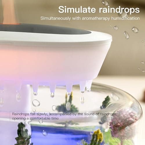 BLOIMP Essential Oil Diffuser 250ML Cloud Humidifier Rain Water Drip Diffuser Humidifier with Drip Music Micro Landscape Ultrasonic Diffuser for Bedroom Office Hotel (White Grey) thumbnail 3