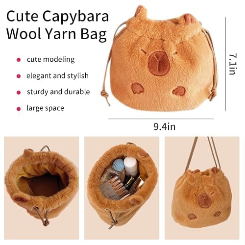Mangpung Capybara Plush Gifts Set, Include Keychain,Slap Bracelet,Bag,Hair clip/tie/Pins,Brooches Pins,Coin Purse thumbnail 3