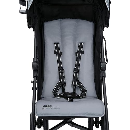 Jeep AdventureGlyde Stroller by Delta Children - Lightweight Travel Stroller with Smoothest Ride & Compact Fold, 3-Position Recline, Extra Large Storage Basket, Black/Grey thumbnail 6