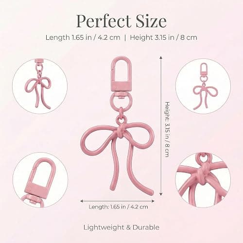 YOJO Bow Keychain, Elegant Bowknot Bag Charm, Key Ring for Backpacks & Car Keys thumbnail 2