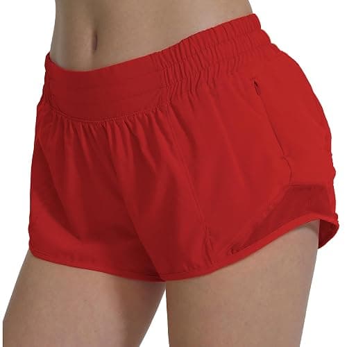 AugIris Athletic Running Shorts for Women with Zipper Pocket Soft Gym Workout Shorts with Mesh Liner Qucky Dry - Image 1