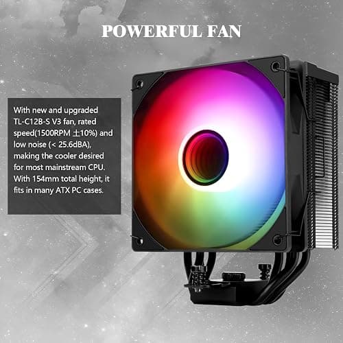 Thermalright Assassin Spirit 120 Vision ARGB Black CPU Air Cooler, PC Cooling with 1500RPM Speed,240*240 Resolving Power IPS LCD Screen with 1.54in,Computer Cooler for Intel lga1851/1700/115X,AM4/AM5 thumbnail 5