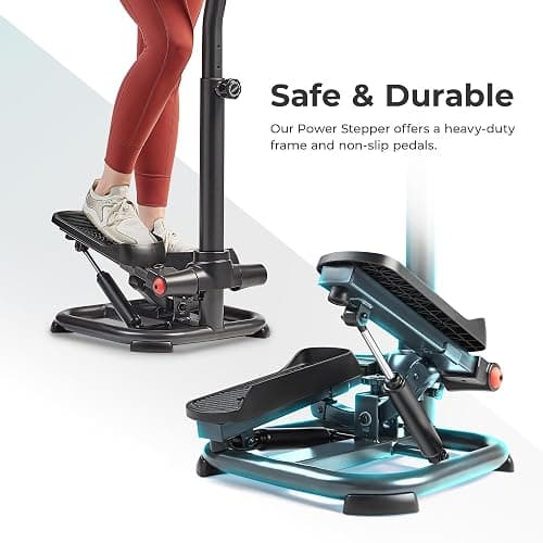 Sunny Health & Fitness 2-in-1 Premium Power Stepper with 400lbs Weight Capacity and Resistance Bands, Low-Impact Cardio, Space-Saving, Height-Adjustable, with Bluetooth and Free SunnyFit App thumbnail 5