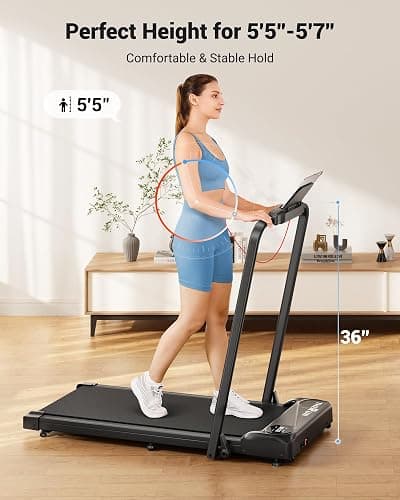 THERUN Walking Pad, 2 in 1 Foldable Treadmills for Home, 2.5HP Under Desk with Handle Bar, 16" Widened Running Belt, with Remote Control thumbnail 4