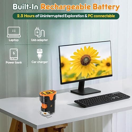 1000X Handheld Digital Microscope for Kids - 4K 2.0" Screen, Rechargeable Mini Labster Portable Pocket Scope, Includes Slides Kit - Science Gadget Edu Boy Girls Gift Ages 4-12 thumbnail 5