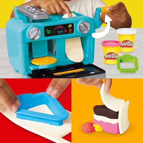 Play-Doh Super Slice Cake Playset, Toy Oven with Play Kitchen Accessories & 11 Modeling Compound Cans, Kids Arts & Crafts, Ages 3+ thumbnail 4