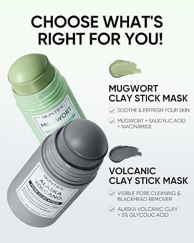 SKINTIFIC Deep Pore Cleansing Blackhead Remover Face Mask Stick, Mud Mask with Natural Alaska Volcano Clay, Gentle Exfoliating, Smoothing Skin, Non-Drying, Skincare Facial Mask thumbnail 9