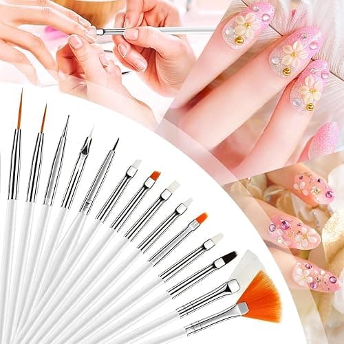 Nail Art Tools 27Pcs Set,Nail Art Brush,Resin Nail Art Palette,5 Pcs Nail Art Sculpture Pen,2-way Acrylic Silicone Engraving Pen Dotting Pen Tools Nail Art Kit for Nail Art DIY thumbnail 3