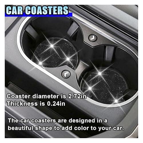 10PCS Fluffy Car Accessories Set, Furry Steering Wheel Cover with Warm Fuzzy Gear Shift Cover Ball Keychain Handbrake Cover Console Seat Belt Shoulder Pads & Diamond Ignition Ring Cup Mats (Black) thumbnail 5