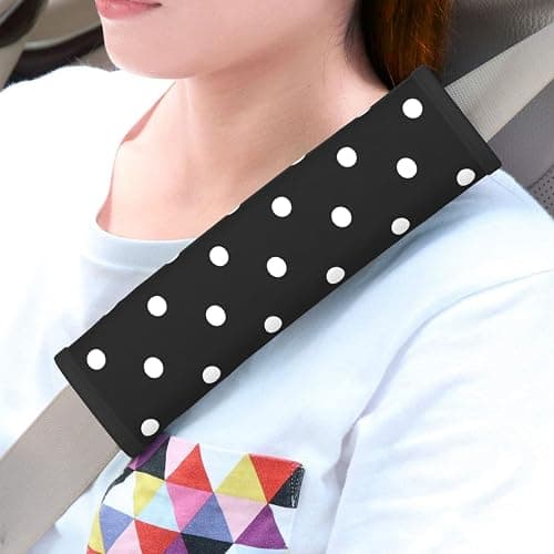 LDHUJDFK Car Seat Belt Cover 2 Pack Polka Dot Black and White Simple Pattern Seatbelt Strap Shoulder Pad Protector Universal Comfort for Car Bag Girls Boys Men Women thumbnail 7