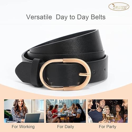 JASGOOD Women’s Leather Belts for Jeans Pants Fashion Ladies Belt with Gold Buckle thumbnail 6