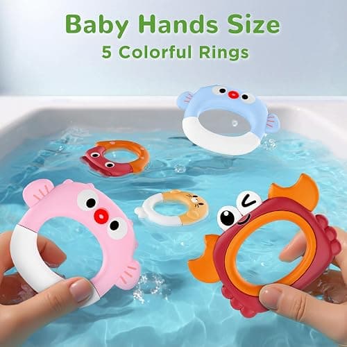 iPlay, iLearn Baby Bath Toy Set, Toddler Bathtub Toy Rechargeable Turtle Sprinkler W/ 5 Rings, Dinosaur Spiral Water Bathtime Shower Summer Birthday Gifts 18 Month 2 3 4 Year Old Kids Boy Girl Infant thumbnail 4