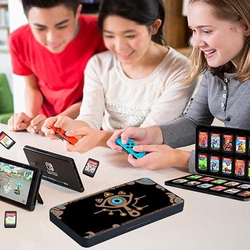 Magnetic Closure Game Holder for Nintendo Switch 1/Switch 2/OLED/Lite, Portable Switch Game Case with 24 Games Card Slots & 48 SD Card Slots Hard Cartridge Cases Shell for Switch 1 & Switch 2, Black thumbnail 4