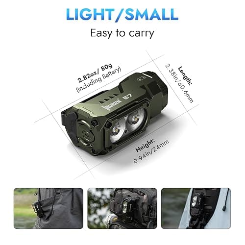 WUBEN E7 1800 Lumen Rechargeable Mini Flashlight with Magnet - Super Bright 6 Modes ArmyGreen EDC Flashlight, Typ-C Rechargeable LED; IP68 Pocket Flashlight for Headlamp Use, Rescue, Camping thumbnail 6