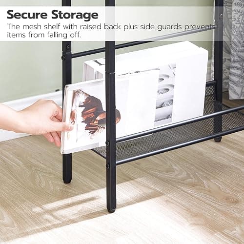 NIGHTSTAND | Amazon | HOOBRO Small Narrow Side Table with Charging Station, Skinny End Table for Small Spaces, Slim Nightstand with USB Ports Outlet, Sofa Beside Table with Storage Shelf, White and Gold DW102UBZ01 - 1 - Gold + White thumbnail 7