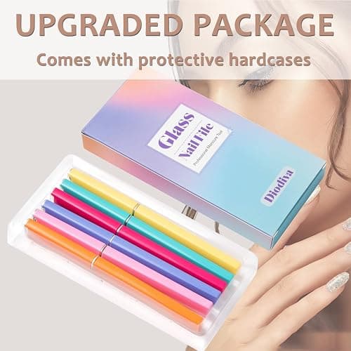 6 Pcs Glass Nail File With Case, Crystal Nail Files for Natural Nails Fingernail Files Set, Double Sided Etched Nail Filer Professional Ceramic Glass File for Travel Gifts Package Fine Grit thumbnail 7