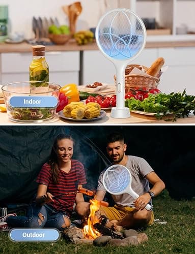 YISSVIC Electric Fly Swatter 4000V Bug Zapper Racket Dual Modes Mosquito Killer with Purple Mosquito Light Rechargeable for Indoor Home Office Backyard Patio Camping thumbnail 8
