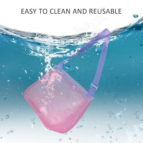 WUFGWBD 2 Pieces Beach Toy Storage Bag, Kids Beach Accessories, Kids Beach Bag, Kids Net Bag, Beach Shell Collection Bag, Foldable Beach Bag thumbnail 4
