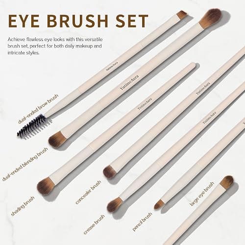 YutimeAura Makeup Brush Set 10pc, Dual-Ended Makeup Brushes For Bronzer, Contour, Eyeshadow, Blush, Concealer & Foundation Application thumbnail 5