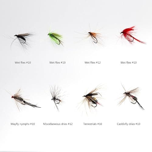 BASSDASH Fly Fishing Assorted Flies Kit, Pack of 64 pcs Including Dry and Wet Flies, Nymphs, Streamers, Terrestrials, Leeches and More, with Magnetic Fly Box thumbnail 4