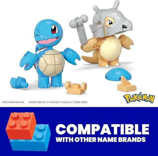 MEGA Pokémon Building Toys Set Squirtle & Cubone with 45 Pieces, 2 Poseable Characters and Poké Ball, 2 Inches Tall, for Kids thumbnail 3