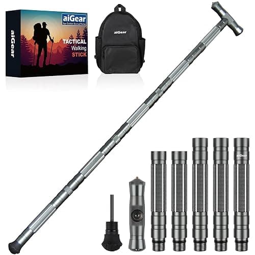 aiGear Tactical Stick Hiking Walking Staff - Trekking Poles Tactical Staff Adjustable Hiking Stick Gear for Outdoor Survival Camping Hiking - Image 1