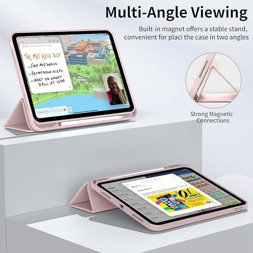 IAMKHO Case for iPad (A16) 11th Generation 11 Inch 2025, iPad 10th Generation 10.9 inch 2022 with Pencil Holder, Auto Wake/Sleep, Support Touch ID, Slim Trifold Stand Protective Cover (Light Pink) thumbnail 6