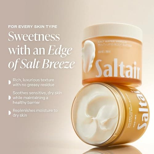 Saltair Multi-Lipid Body Butter | Salt Water Vanilla Cream | 10 oz | Creamy texture with conditioning ingredients for lasting hydration and a soft comfortable finish thumbnail 5