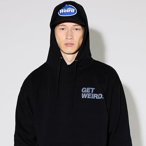 Get Weird Cap, Funky Streetwear Hat with Bold Graphics, Trucker Fit, Breathable Mesh Back and Curved Brim, Blue, One Size thumbnail 6
