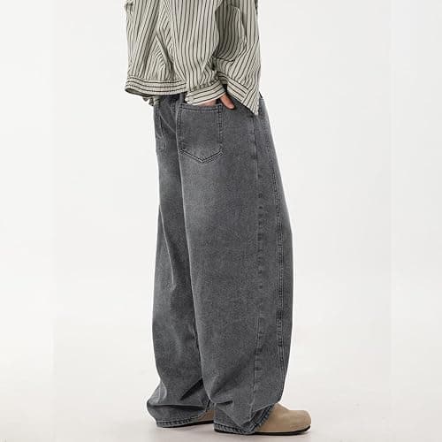 qcdyrxf Mens Baggy Jeans Y2k Wide Leg Loose Fit Jeans Streetwear Denim Washed Hip Hop Pants thumbnail 4