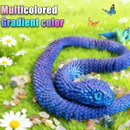 3D Printed Snake Toys - 23 Inch Flexible 3D Printed Animals for Educational Toys, Perfect Desk Pet for Animal Collectors, Must-Have Toy for Kids and Collectors, Halloween, Home Office Desk Decor thumbnail 5