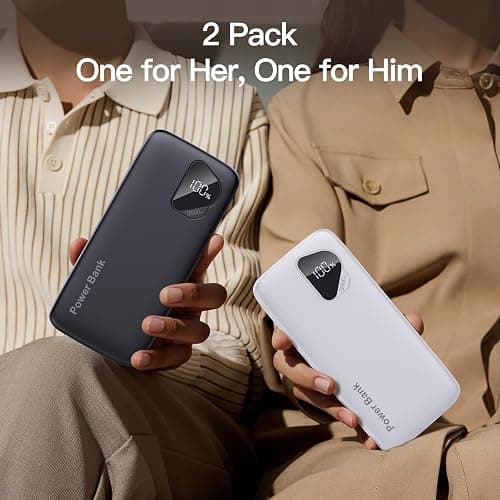 2026 2-Pack 12800mAh Portable Charger with Built in Cables, Travel Essential Battery Pack, 4 Outputs 2 Inputs Slim Power Bank with Cord Wires for iPhone 17/16/15/14, Samsung Galaxy S23/22, Pixel etc thumbnail 6