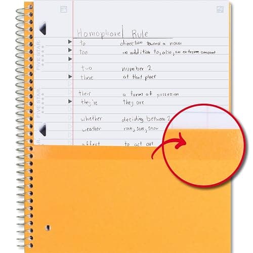 Five Star Spiral Notebooks + Study App, 4 Pack, 1 Subject, Wide Ruled Paper, 10-1/2" x 8", 100 Sheets, Amethyst Purple, Raspberry Pink, Gray and Tidewater Blue (930105-ECM) - Wide Ruled thumbnail 4
