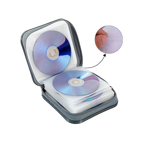 Penxina CD Case, 40 Capacity CD DVD Case Wallet Holder Portable Disc VCD Heavy Duty Binder Storage Organizer (White) thumbnail 2