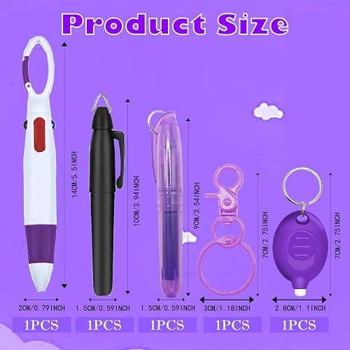 Daemson Nurse Pen Set, Badge Reel Pen Include Highlighter, Permanent Marker, LED Keychain Flashlight, Ballpoint Pen, and Nursing Keychain Clip (Purple) thumbnail 3