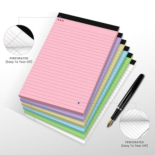 6 Pack Notepads 5x8, Small Legal Pads Narrow College Ruled, 30 Sheets/Pack, Perforated Notebook - Colored Note Pads for School, Memo, Note Taking, Teacher & Office Supplies, Writing Pads of Paper thumbnail 4
