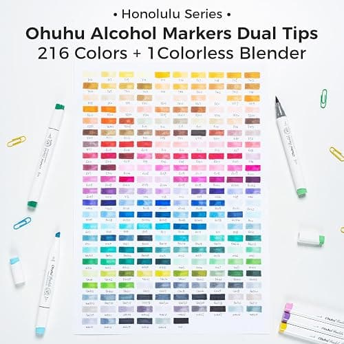 Ohuhu Alcohol Brush Markers - 216-color AP Certificated Double Tipped Art Marker Set for Artists Adults Coloring Illustration - Brush & Chisel Dual Tips - Honolulu of Ohuhu Markers - Refillable Ink thumbnail 6