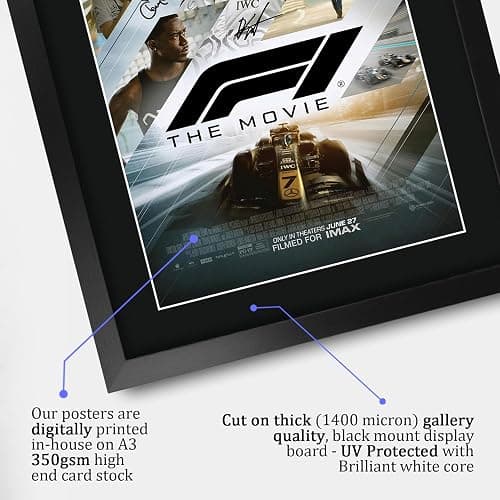 HWC Trading F1 The Movie 2025 Brad Pitt Gifts Printed Poster Signed Autograph Picture for Movie Memorabilia Fans - 16" x 12" Framed thumbnail 4