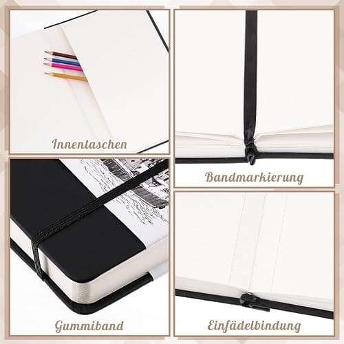 A5 Skizzenbuch, Skizzenpapier zum Zeichnen 200g/m² Skizzenblock Blanko Sketch Books für Kinder Studenten Künstler Lehrer (60 Blatt/120 Seiten) thumbnail 6
