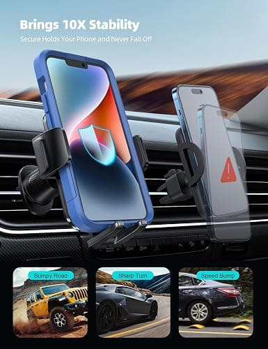 Lamicall 2026 Wider Clamp & Metal Hook Car Phone Holder Vent [Thick Cases Friendly] Phone Holders for Your Car Mount Gfts Automobile Hands Free Accessories for Women Men for iPhone 16 15 14 13 Pro Max thumbnail 3