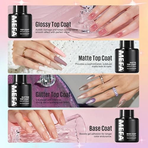 MEFA 46 Pcs Gel Nail Polish Set, 42 Colors All Seasons Gel Polish Set Colorful Begginer Kit Kit with Base Coat & Glossy/Matte Top Coat, Nail Art Manicure Salon DIY Gifts for Girls thumbnail 7