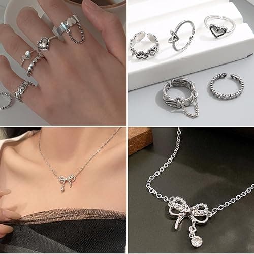 IFNODO 47pcs Gold Jewelry Set With 3 PCS Necklace, 11 PCS Bracelet,20pcs Hoop Stud Earrings,7pcs rings set For Women For Birthday Gifts thumbnail 5