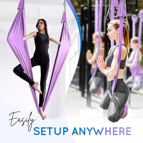 Yes4All Aerial Yoga Hammock 5.5 Yards, 198 Inches Height Aerial Silks, Yoga Trapeze Increasing Strength, Flexibility and Balance thumbnail 6