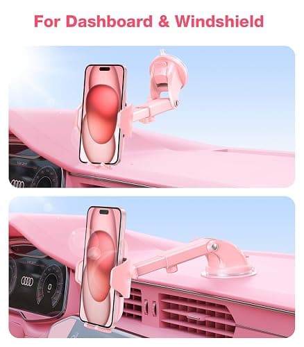 VICSEED [True Strongest Suction [Rally Racing-Grade Stability] Phone Holders for Your Car 2026 Upgraded Car Phone Holder Mount Truck Stand Cradle for iPhone Samsung All Phones, Pink thumbnail 7