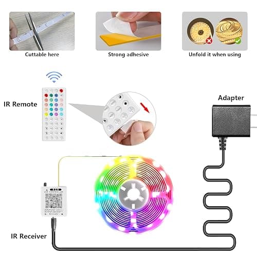 Led Lights for Bedroom,65.6ft Music Sync Color Changing Strip Lights with Remote and App Control RGB Strip, Led Strip Lights for Bedroom for Room Home Party Decoration thumbnail 8